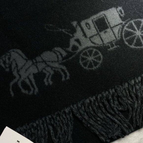 Coach 4622 Horse and Carriage Double Face Oversized Muffler in Black - Picture 4 of 5